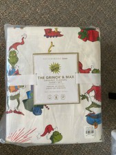 NEW Pottery Barn Dr. Seuss The Grinch  Max Organic Flannel Full Size Sheet Set