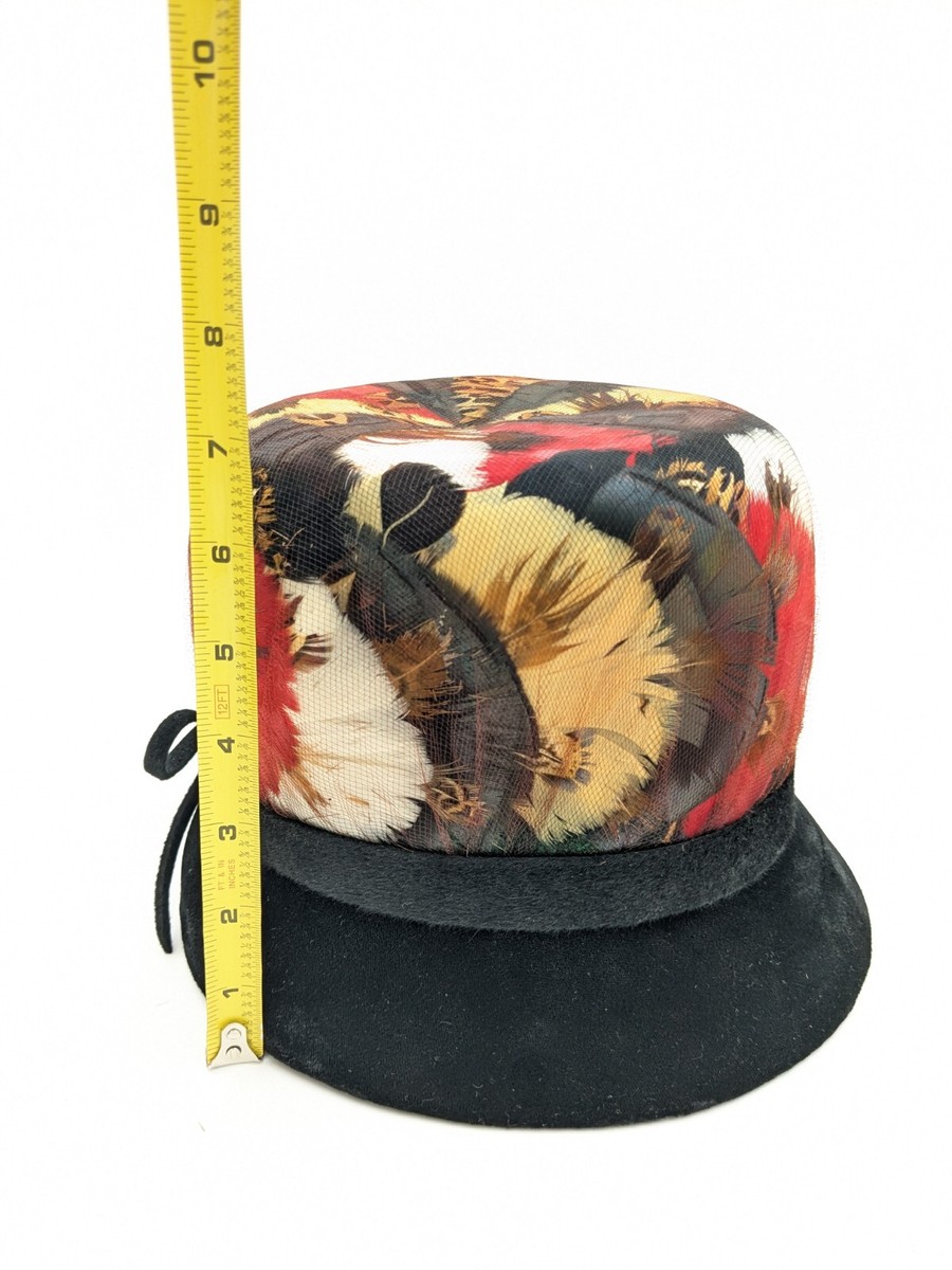 Vintage Henry Pollak 50s-60s Velvet and Feathers Cloche Hat  display picture 1