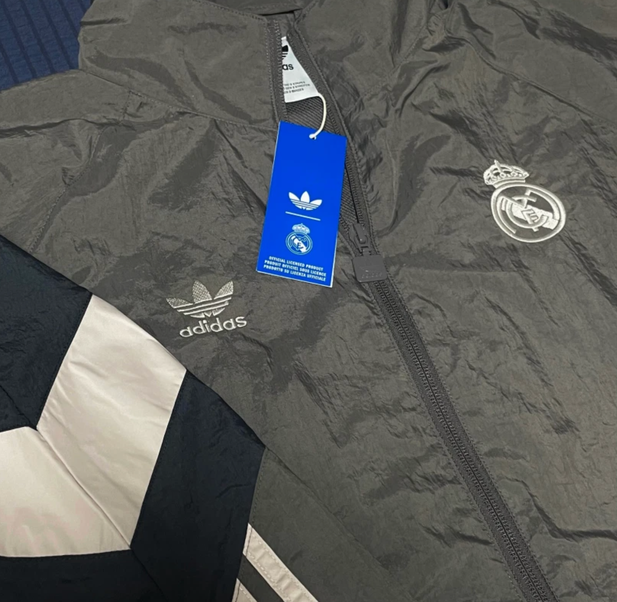 Adidas Real Madrid Originals Track Top Charcoal Grey Asian Adidas Real Madrid Originals Track Top Charcoal Grey Asian