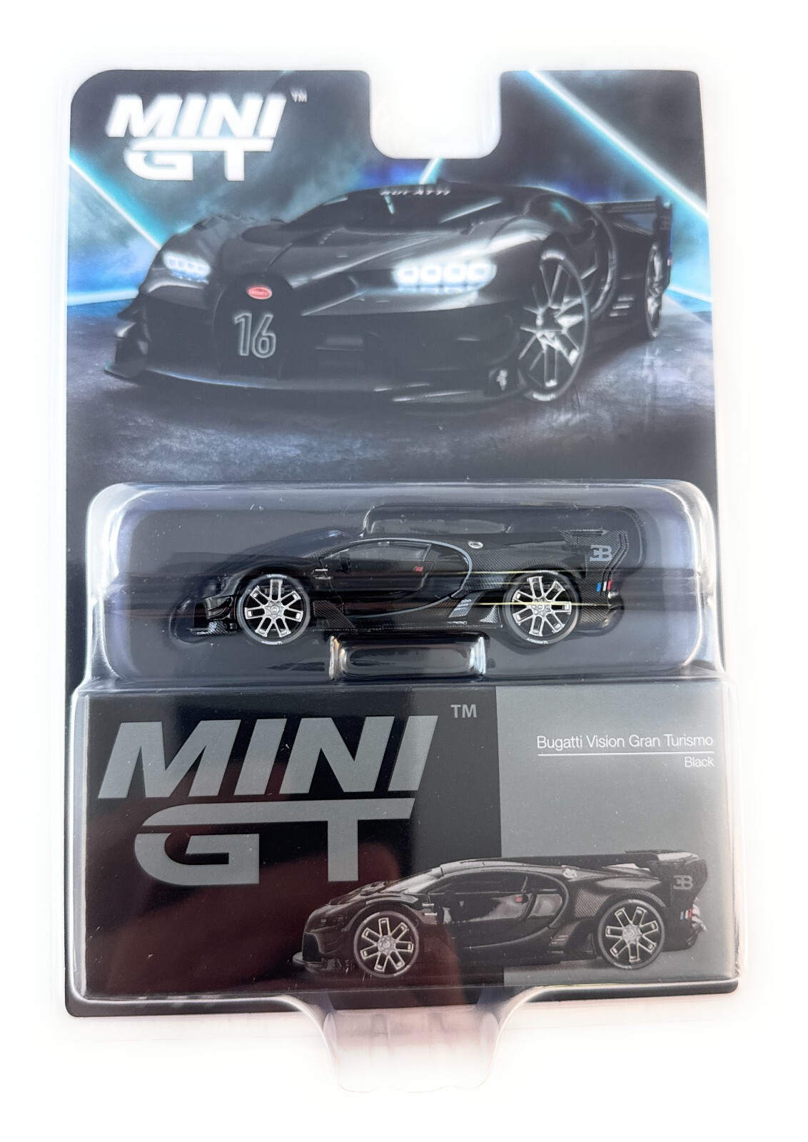 MINI GT BUGATTI VISION GRAN TURISMO 1:64 DIECAST MODEL CAR BLACK MGT00795-P12