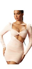 Oh Polly pink body con dress Blush cut work 14