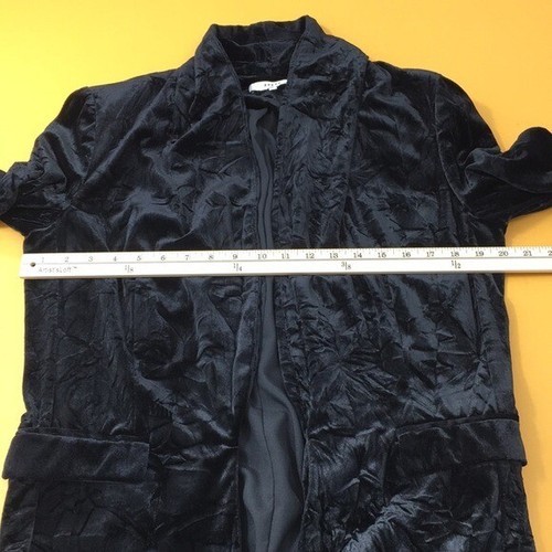 Ro & De Black Crushed Velvet Blazer Jacket Womens Medium Open Front - Picture 10 of 12