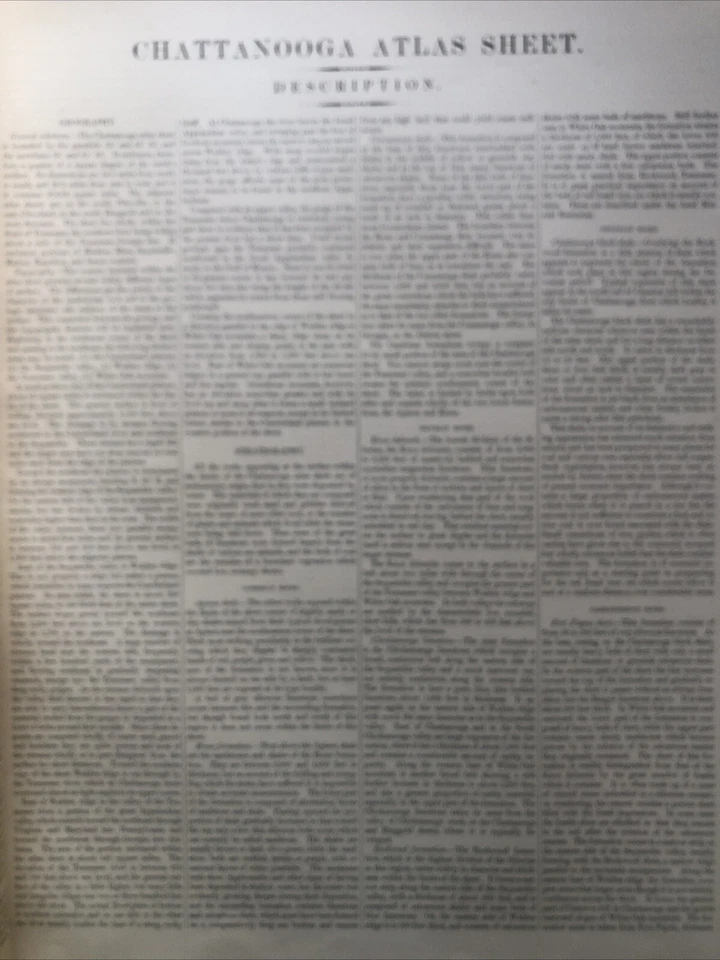 Mapas folio antiguos de 1894 del Atlas Geológico de Estados Unidos Chattanooga Tennessee Foto 2 de 4