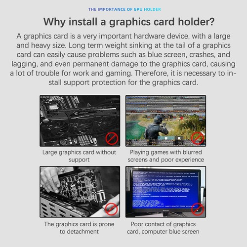 50-120mm Graphics Card Holder Video Card Holder Vertical Bracket Aluminum Alloy - Bild 10 von 18