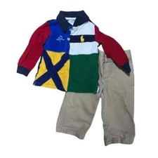 Ralph Lauren Polo Shirt and Pants Set 9 Months Long Sleeve
