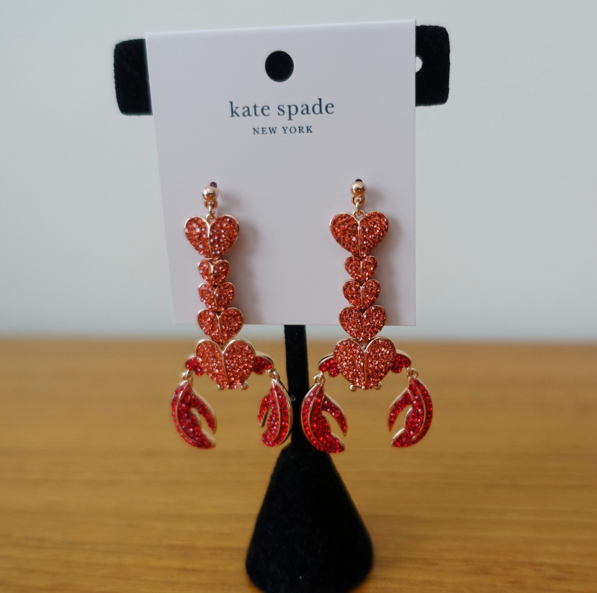 KATE SPADE LOVE LOBSTER STATEMENT EARRINGS, NWT