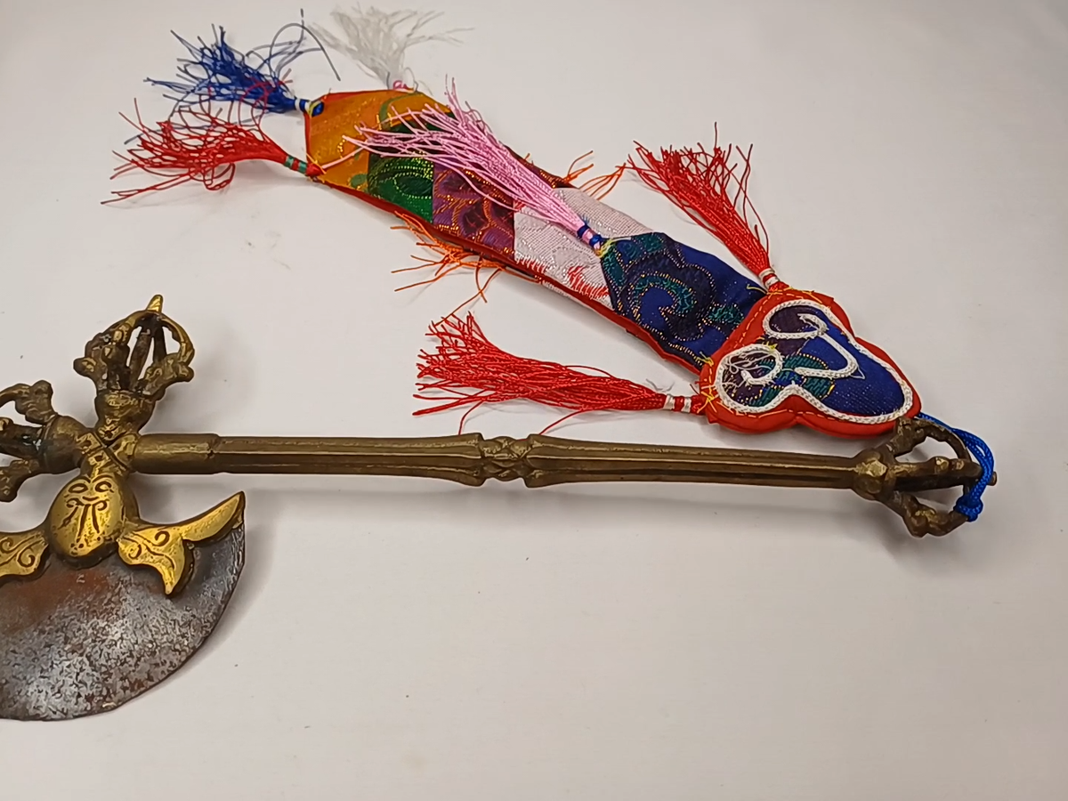 Antique Rare Authentic Buddhist Ritual Wand Khatvanga Axe With