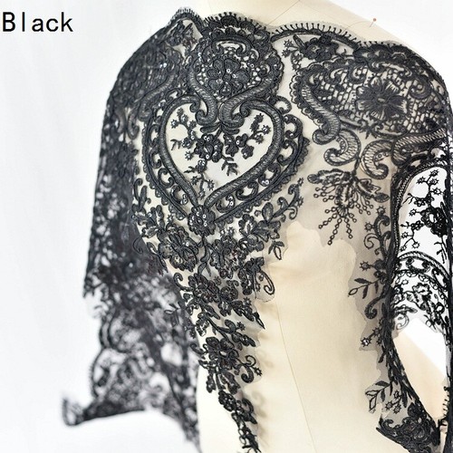 90cm Lace Sequin Edge Trim Wedding Dress Embroidered Flower Applique DIY Fabric - Picture 7 of 32