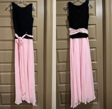 Tadashi Shoji Lace Pink Black Sleeveless Maxi Evening Gown Dress Size 2