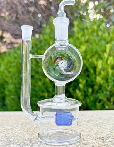 Pyrex 5.7inch Glass Hookah Bong Windmill Wheel Rotates Water Pipe Bubbler W/Bowl - Picture 4 of 12