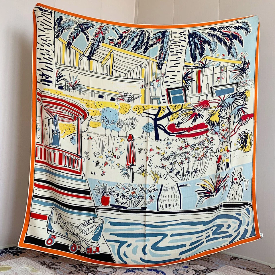 Bufanda de terciopelo, cachemir 140 bufanda cuadrada grande, bufanda de seda morera, para mujer Foto 4 de 4