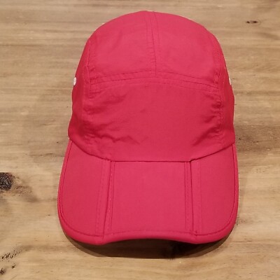 Fitkicks 5 Panel Hat Cap strap Back Lightweight Foldable Bill Red One Size Runni