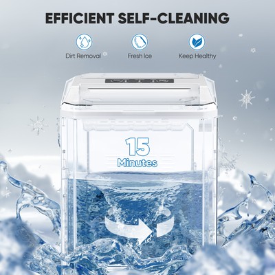 Portable Ice Makers Countertop w/ Self-cleaning Function Ready 9 Cubes in 6 Mins