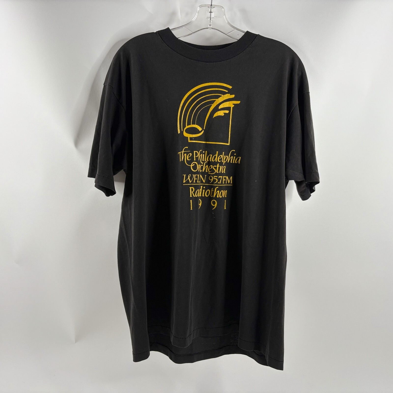 ALTRA Maglietta Philadelphia Orchestra WFLN 95.7FM Radiothon 1991 nera punto singolo XL