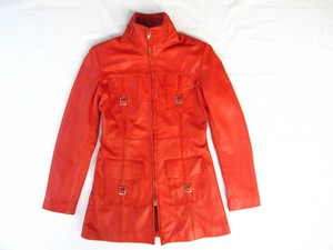 Carrie Hoxton London Red Leather Long Jacket Womens UK 12 Fits US 6 | eBay