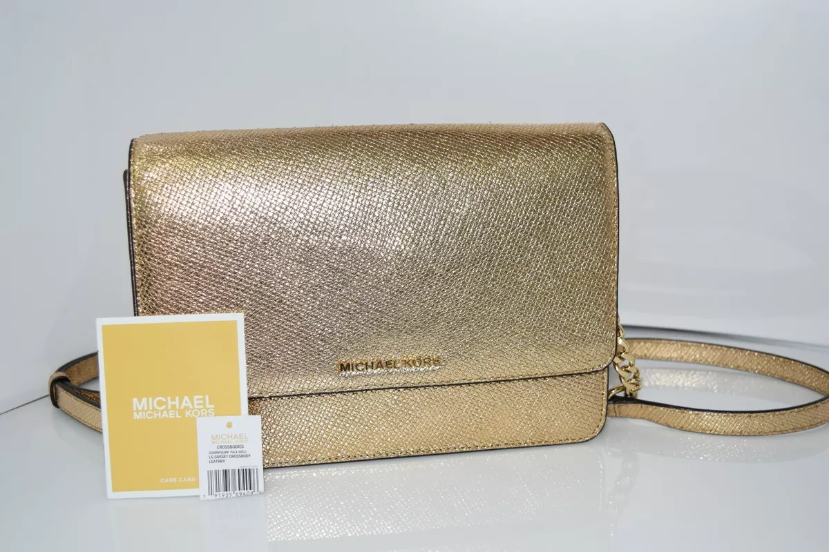 Michael Kors Crossbodies Pale Gold Large Gusset Crossbody Leather 0748