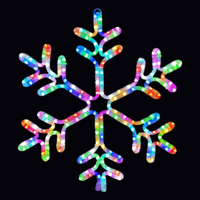 RGB Color Changing LED Rope Light Snowflake Motif With Multi-Function Controller