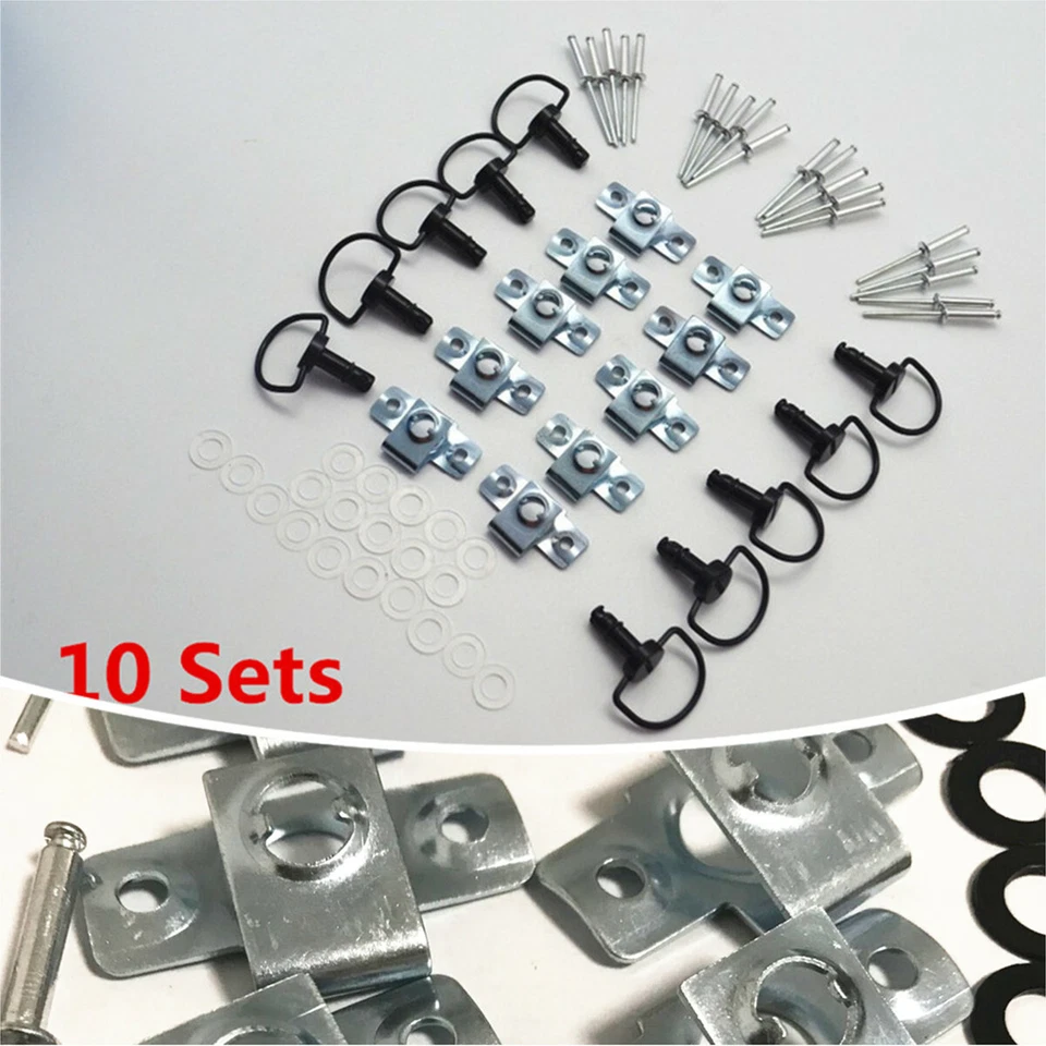 Fairing Quick Release Clip D-Ring Race Fasteners 1/4 Turn Dzus 17mm 10Pack Black - Image 2 of 4