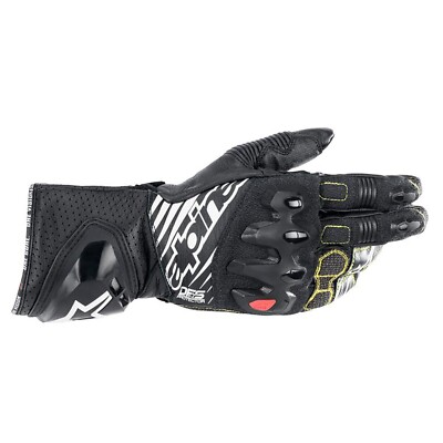 Alpinestars GP Tech V2 Motorbike Motorcycle Leather Race Gloves Black/White