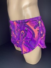 NOS Y2K SPEEDO MARDI GRAS SPLIT LEG SURF RUNNER SHORTS - SMALL