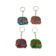 Key tag wooden Eliphant Ring Chain Art Handcrafted Gift Traditional Sri Lankan√