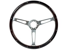 Steering Wheel 1963-1982 Corvette Rivetted Espresso Wood Aluminum Split Spoke