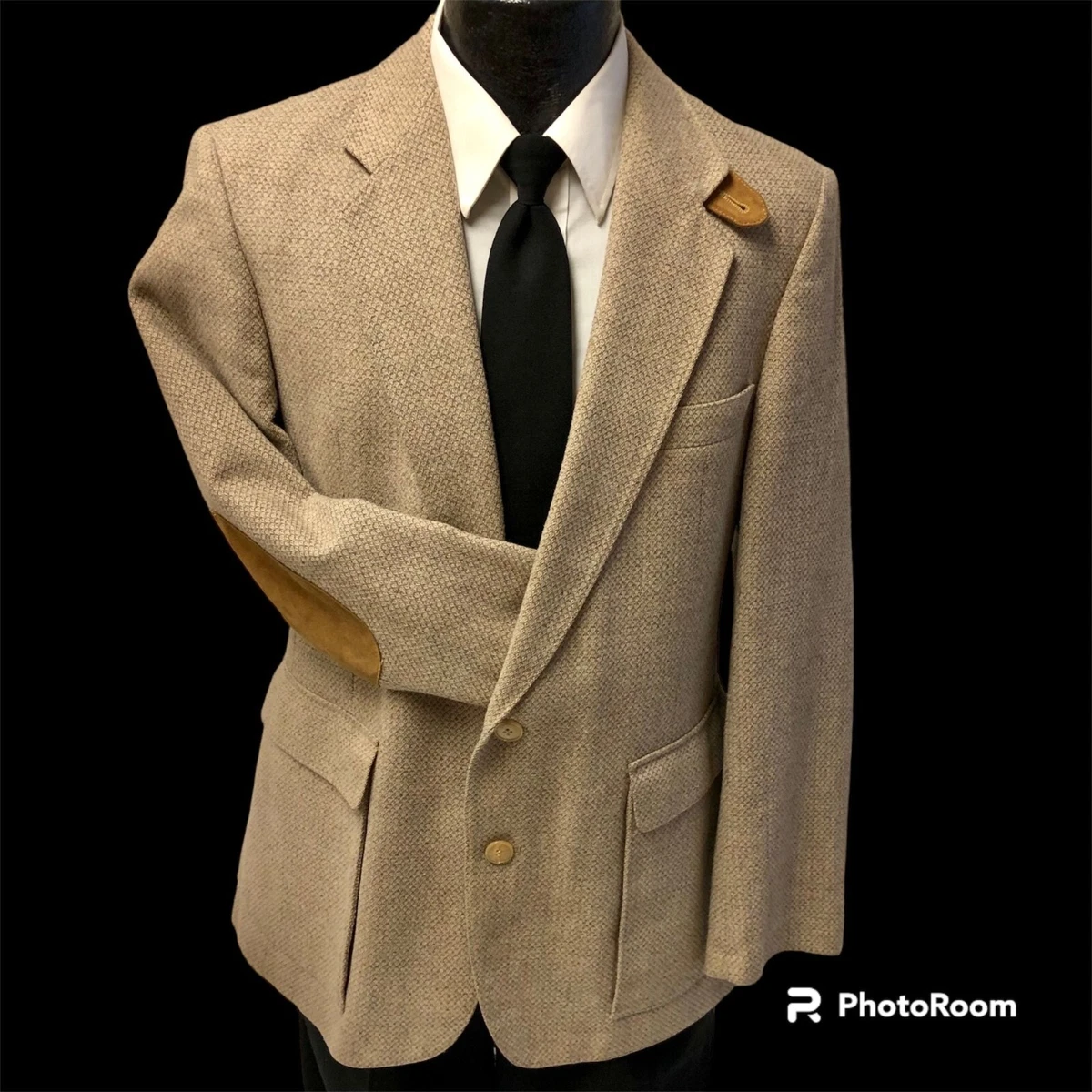 Vtg 70 s Members Only BARLEYCORN Shooting Sport Coat Leather Elbow