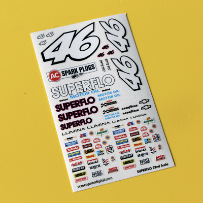SLOT CAR 1/32nd SUPERFLO Days of Thunder stickers decals NASCAR fits SCALEXTRIC