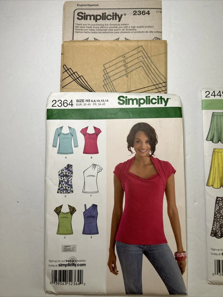 UNCUT Simplicity Patterns Knit Tops 2364, Pull-On Skirts 2449 Misses Sizes 6-14 - Image 2 of 4