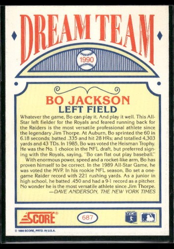 Puntuación #687 Bo Jackson 1990 - Imagen 2 de 2