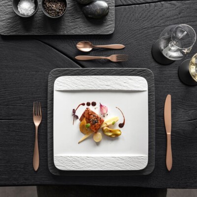 Juego Platos Lavavajillas Platos Llano Villeroy & Boch Manufacture Rock - Juego De 6 En Porcelana Blanca Villeroy Boch Manufacture