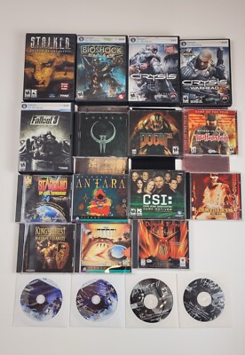 VTG 18 PC Game Lot STALKER Bioshock Crysis Fallout 3 Wolfenstein Doom 3 + More