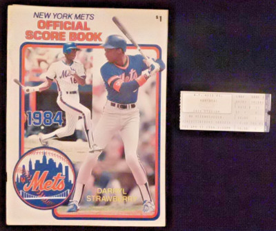 1984 NEW YORK METS OFFICIAL SCOREBOOK & GAME TICKET v MONTREAL EXPOS - EXCELLENT