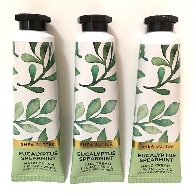 3 BATH & BODY WORKS EUCALYPTUS SPEARMINT HAND CREAM LOTION TRAVEL SIZE