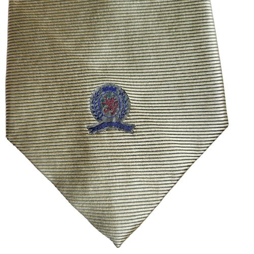 Vintage Tommy Hilfiger Men's Neck Tie Striped Gold Italian Silk Made in USA Logo - Picture 10 of 19