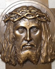 1940 Ecce Homo FRANCÉS 88mm MEDALLA Cruz placa de bronce por prudhomme Cristo Jesús