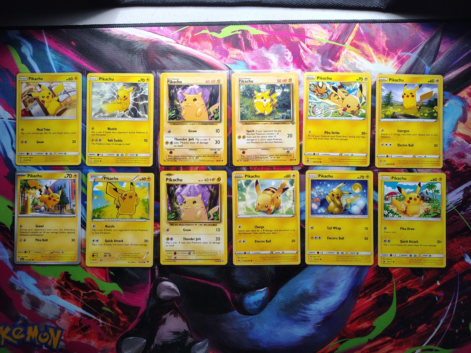 Pikachu 12 Card Lot Pokemon Base Set Jungle Evolving Skies NM-LP