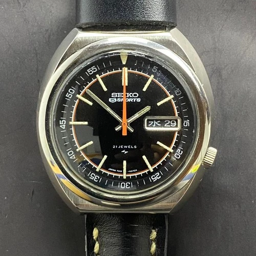 Rare Seiko 5 Sports Automatic 7019-6010 DayDate Black Dial JDM Watch Vintage Men