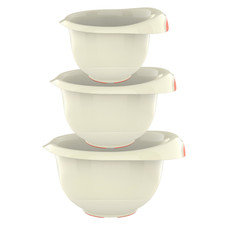 ENGELLAND 3er Set Backschüsseln Rührschüsseln Rutschfest Ausgießer Beige