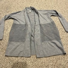 Lululemon Sit in Lotus Wrap Cardigan Sweater Sz 4 Merino Wool Gray Casual