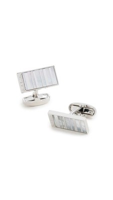 Paul Smith Men's Mother of Pearl Stripe Cufflinks One Size Silver