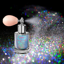 Body Glitter Spray, Holographic Silver Glitter Spray for Body Face Hair Nail Clo