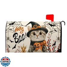 VentuCoven Hey Boo Cat Mail Box Covers Halloween Mailbox Cover Spider Web Pum