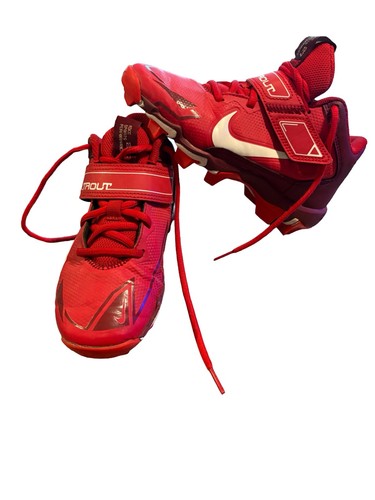 Nike Force Trout 9 Keystone Kinder Jungen Größe 2,5 Y Baseball Stollen Rot Schuhe Jugend