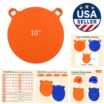 High-Visibility Blue & Neon AR500 Steel Targets - 10'' Gong for Superior Accuracy