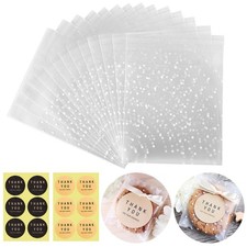 Self Adhesive Cookie Cellophane Treat Bags with Seal 5.5x5.5 Inches, 4 Mils S...