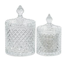2 Pack Qtip Holder Glass Apothecary Jars with Lids Bathroom Storage Organizer...