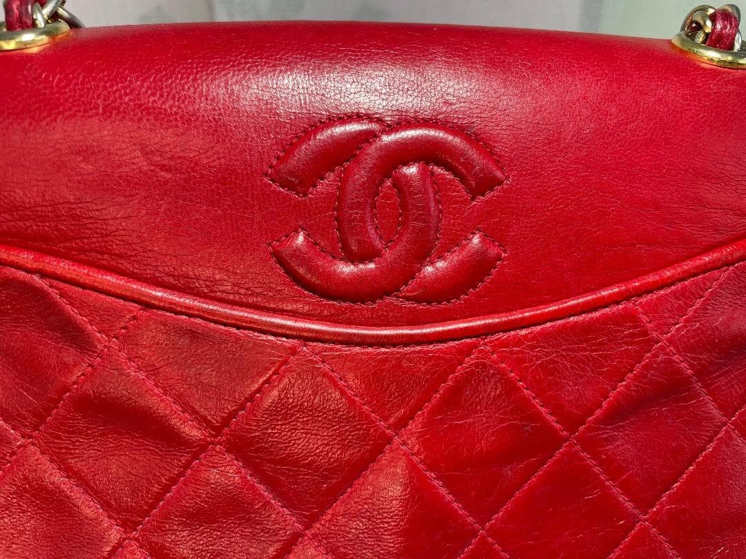 CHANEL Lambskin Quilted Small Single Flap Red Shoulder Bag Repainted G167 thumbnail 20