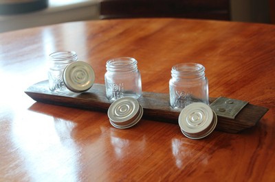 Moonshine Shot Flight   Barrel Stave Mason Jar Tray | 3 Glasses | Handmade USA