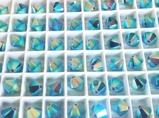 Swarovski 5328 8mm bicone beads, Caribbean Blue Opal AB2X 8pcs 